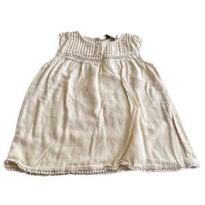 MarMar Girls Cream Nuetral Sleeveless Pintuck Yoke Cotton Dress size 9 months
